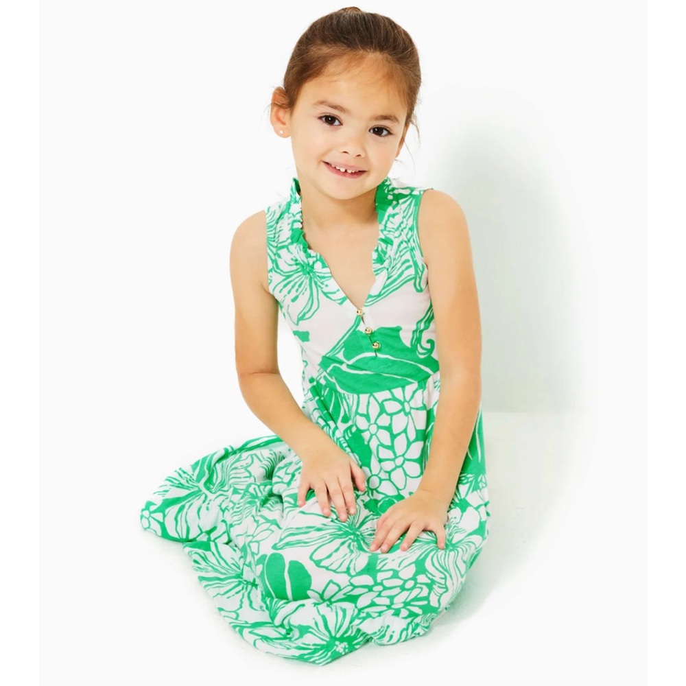 New Lilly Pulitzer Girls Mini Malone Maxi Dress in Spearmint Oversized Kiss my